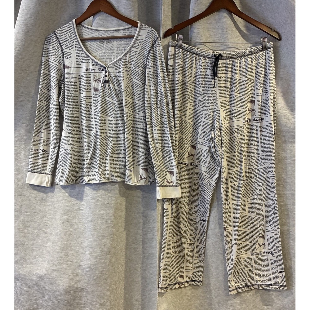 Sleep Sense Newspaper Print Pajama‎ Set Size Medium Media News
